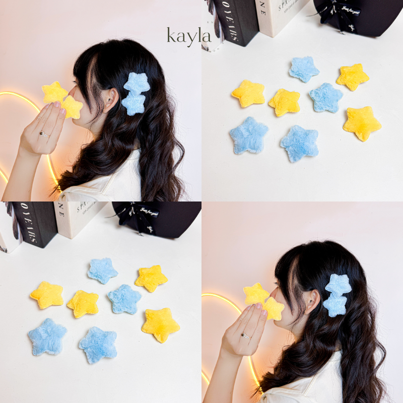 Set 2 Kẹp Tóc Ngôi Sao Lông Mềm