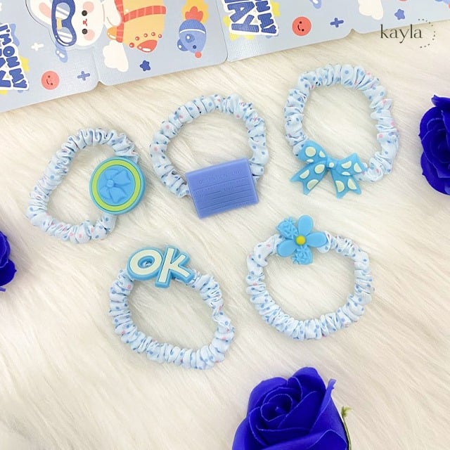 Set dây cột tóc bé gái đính họa tiết hoạt hình cute