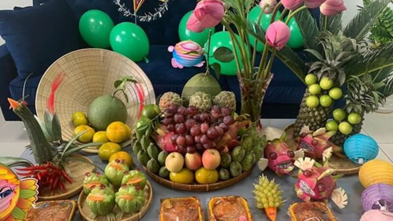 mâm ngũ quả trung thu đơn giản mà đẹp