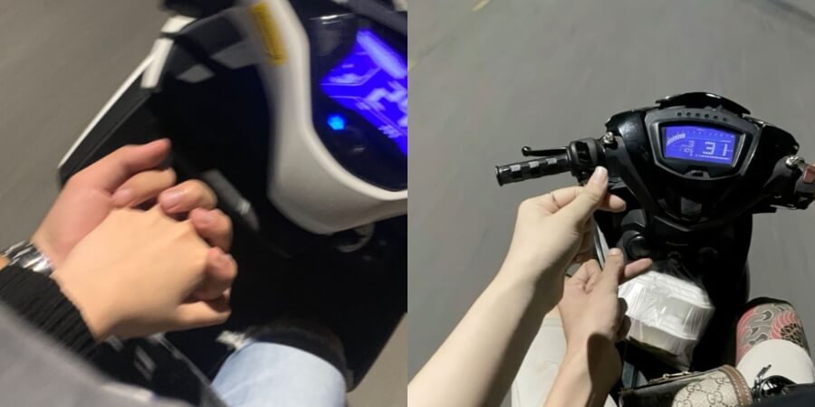 con gái oom eo con trai khi đi xe máy