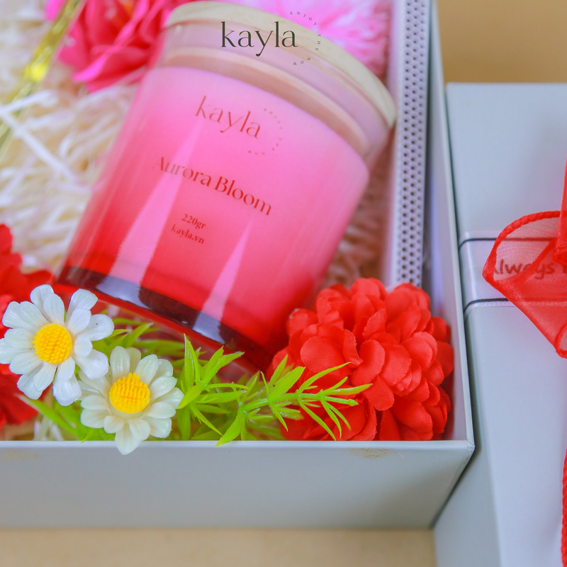 Set Quà Nến Thơm Aurora Bloom Đỏ Thắm